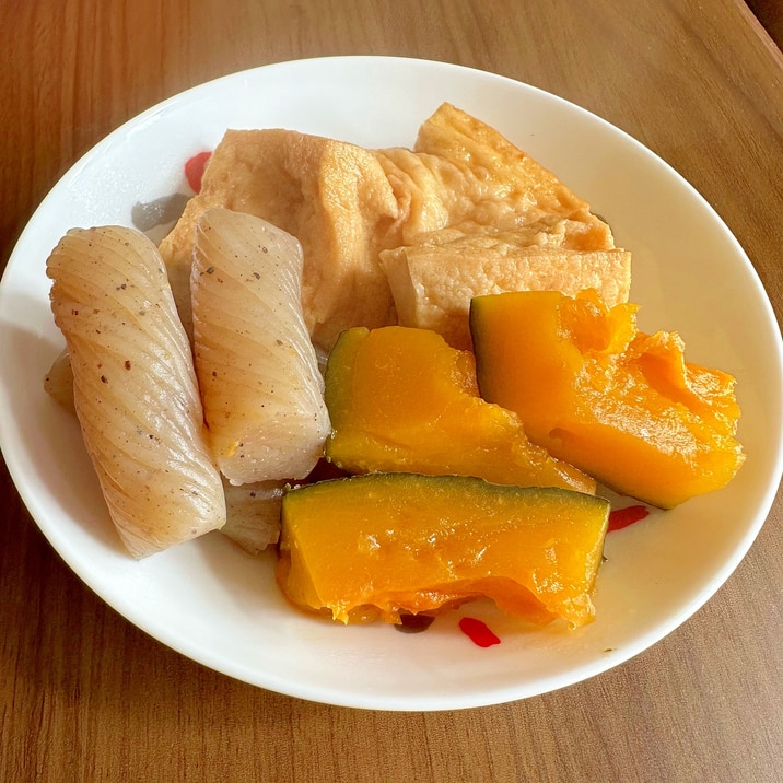 厚揚げとかぼちゃのオイスターソース煮。.❁.。